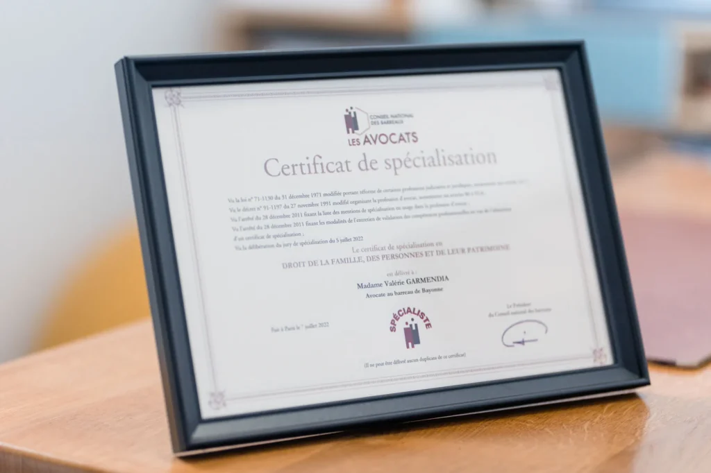 Certificat Specialisation - Kalis Avocats
